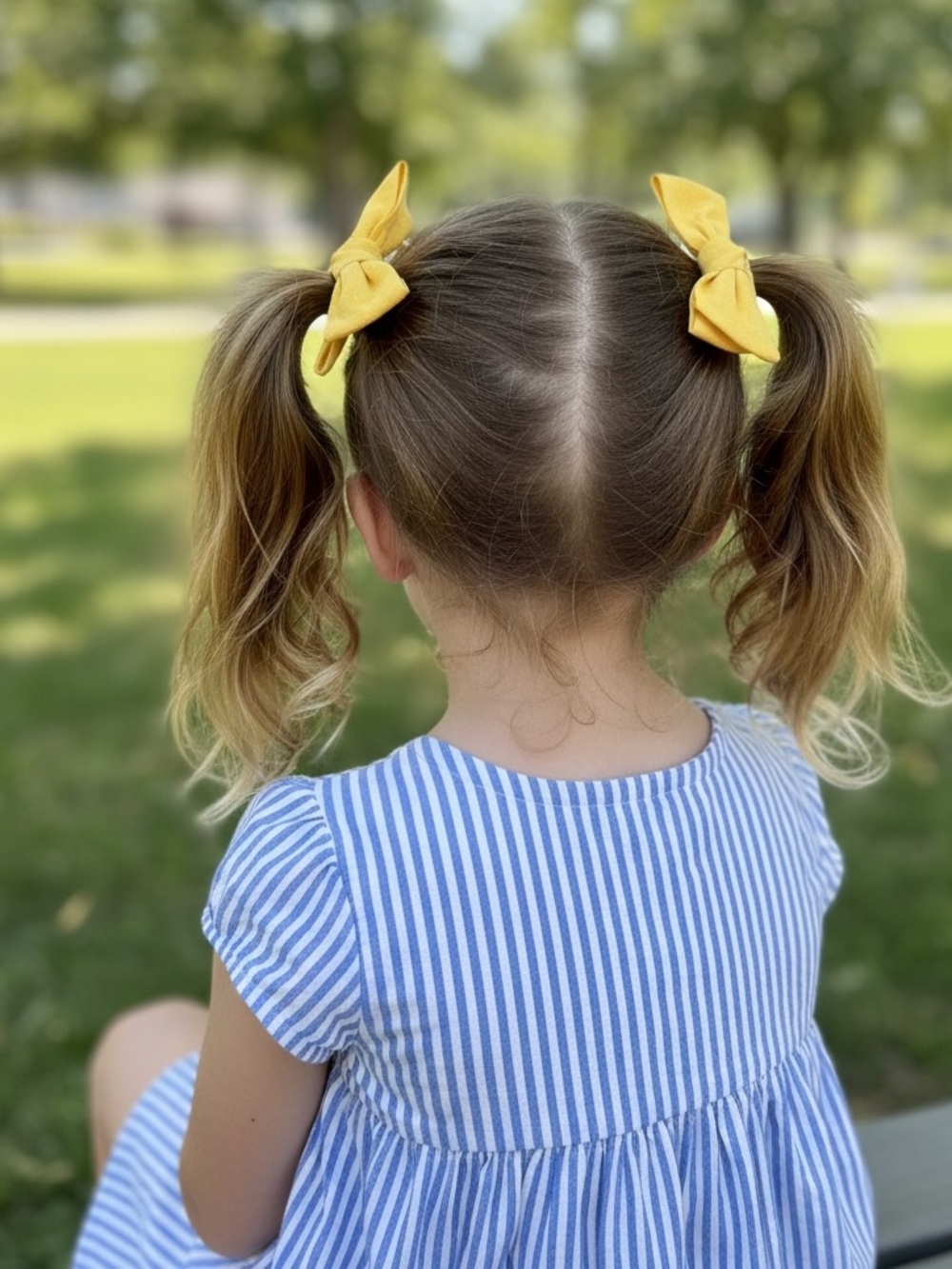 Yellow Pigtails  Bow Hair Clips for Kids - Picture 6 of 6